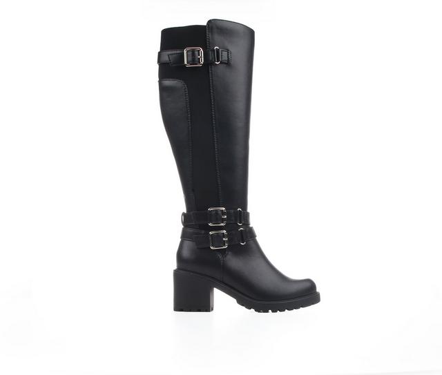 Women's Blue Aura Lita Knee High Boots in Black color