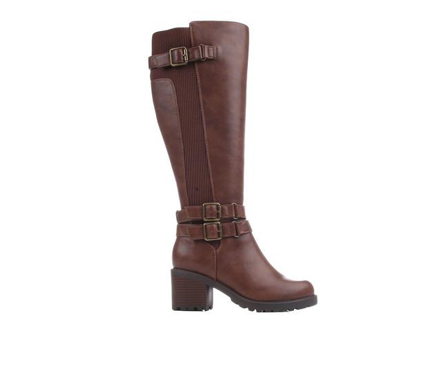 Women's Blue Aura Lita Knee High Boots in Cognac color