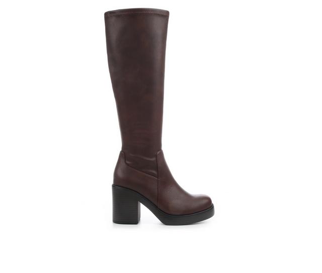 Women's Soda Sonia Knee High Boots in Dk Brown color