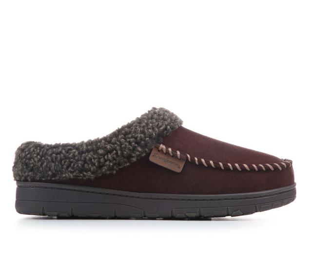 Dearfoams Men's Brendan Clog Moc Toe Slippers in COFFEE color