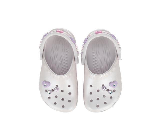 Girls' Crocs Little Kid & Big Kid Pearl and Heart Shine Clogs in Grape Ice color