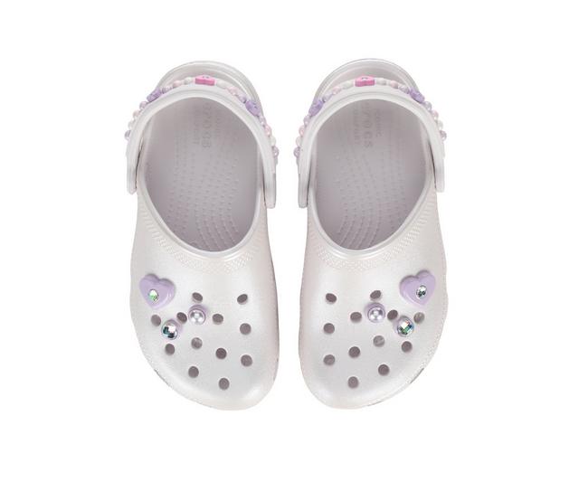Girls' Crocs Toddler Pearl and Heart Shine Clogs in Grape Ice color