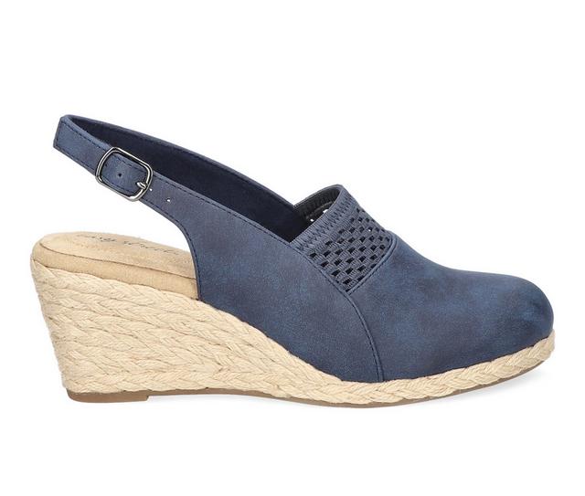 Women's Easy Street Aloha Wedges in Navy color