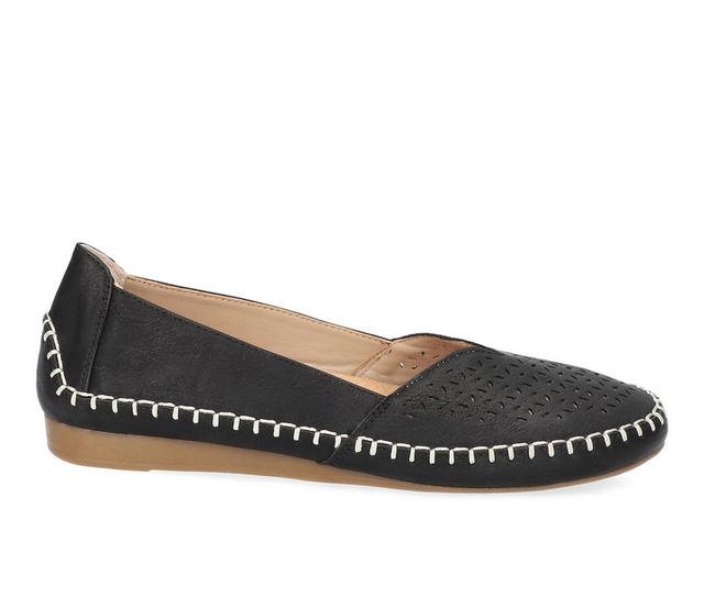 Women's Easy Street Amity Flats in Black Perf color