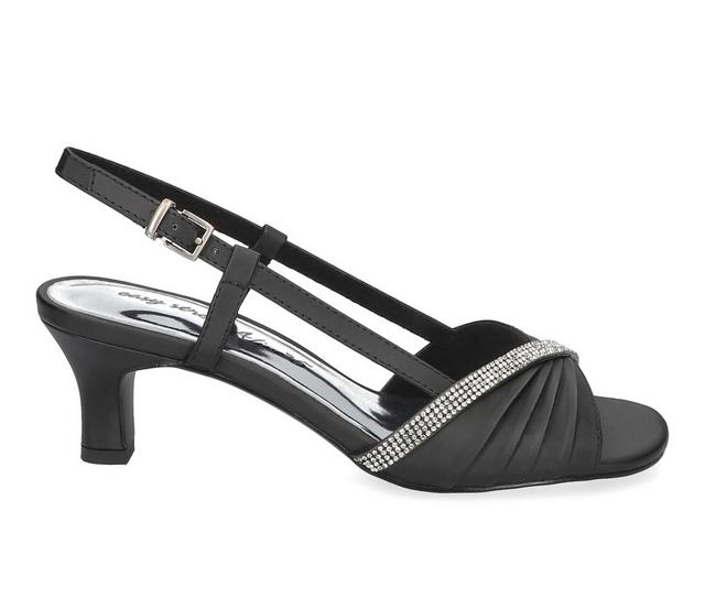 Women's Easy Street Delite Heeled Sandals in Black Satin color
