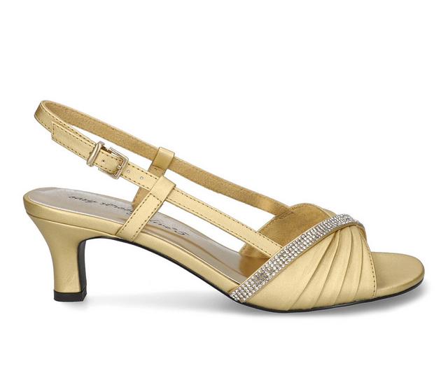 Women's Easy Street Delite Heeled Sandals in Gold Satin color