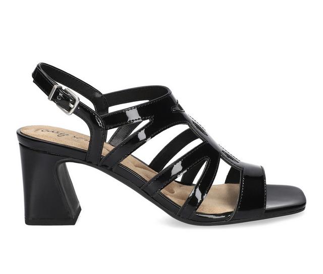 Women's Easy Street Divine Heeled Sandals in Black Patent color