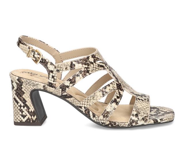 Women's Easy Street Divine Heeled Sandals in Taupe Snake color