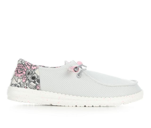 Women's HEYDUDE Wendy Funk Rose Casual Shoes in Grey/Pink color