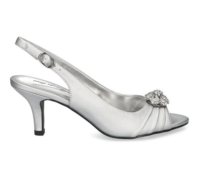 Women's Easy Street Poise Dress Sandals in Silver Satin color