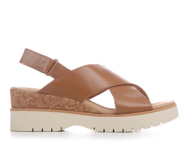 Women's Clarks Diaz Cross Wedges in Tan color
