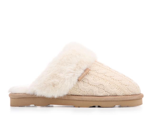 Women's Bearpaw Rumie Cable Knit Slippers in Cream color