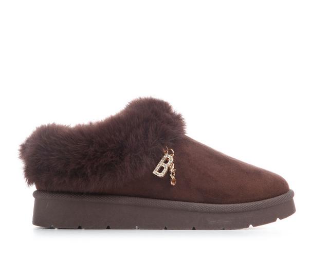 Girls' Bebe Little Kid & Big Kid Coco Charm Slippers in Dark Brown color