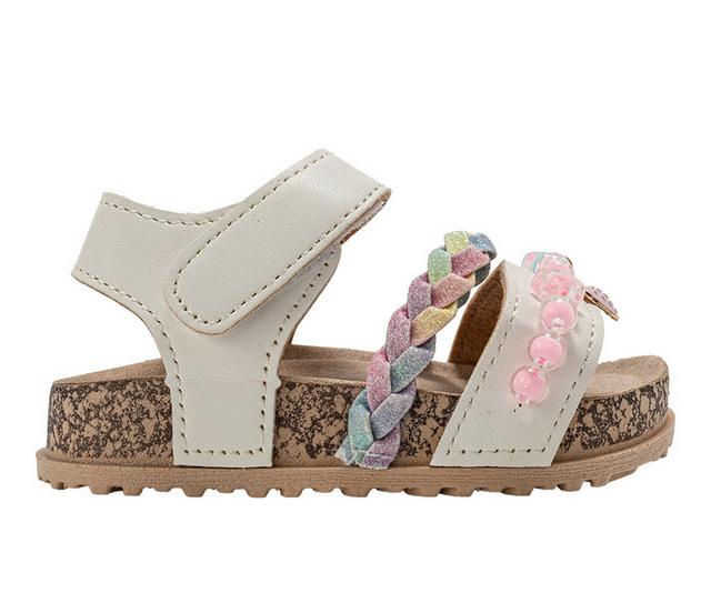Girls' Bebe Toddler Berry Footbed Sandals in White Multi color
