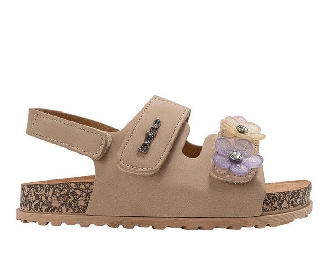 Girls' Bebe Little Kid Blosson Footbed Sandals in Tan color