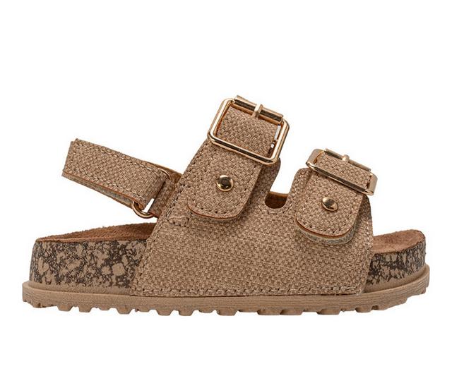 Girls' Bebe Toddler Cherrylet Footbed Sandals in Tan color