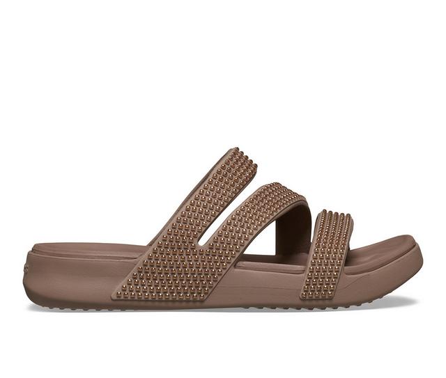 Women's Crocs Getaway Gems Strappy Sandals in Latte color