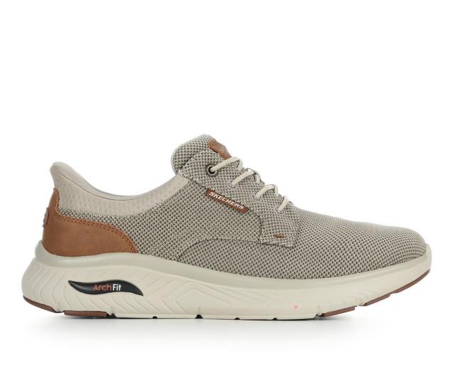 Men's Skechers Arch Fit Crosser-Ruger Casual Shoes in Taupe color