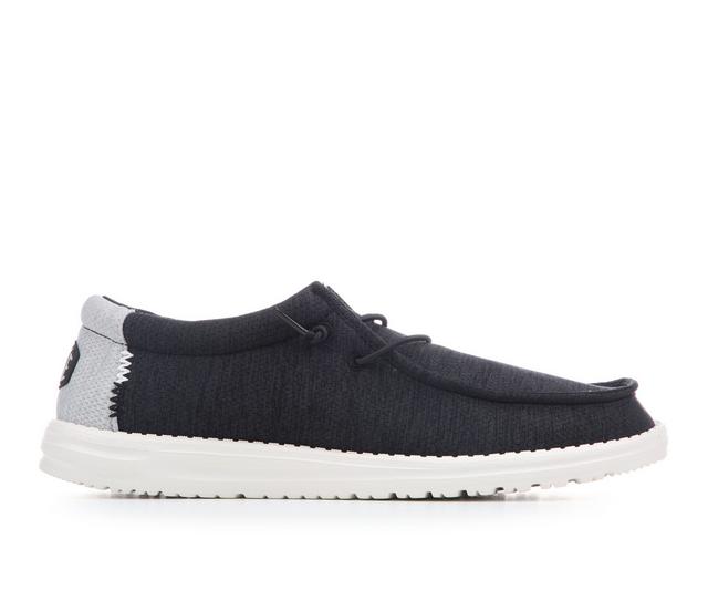 Men's HEYDUDE Wally Heather Mix Casual Shoes in Black Oyster color