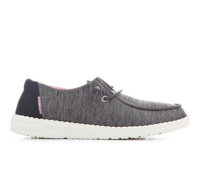 Women's HEYDUDE Wendy Heathered Mix Casual Shoes in Black Oyster color