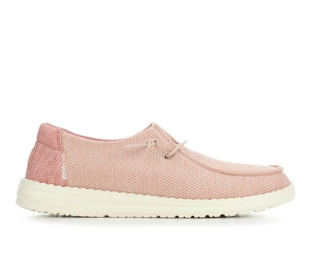 Women's HEYDUDE Wendy Heathered Mix Casual Shoes in Rose Dust color