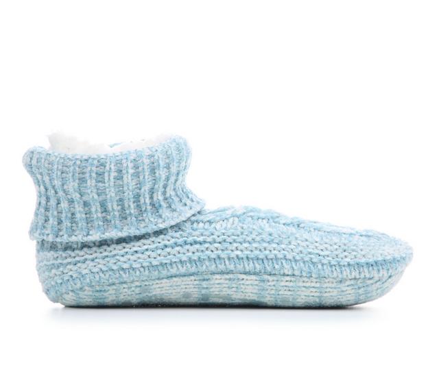 MUK LUKS Chenille Yarn Bootie Slippers in TURQUOISE S/M color