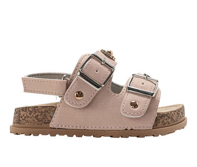 Girls' Bebe Toddler Poppy Footbed Sandals in Blush color