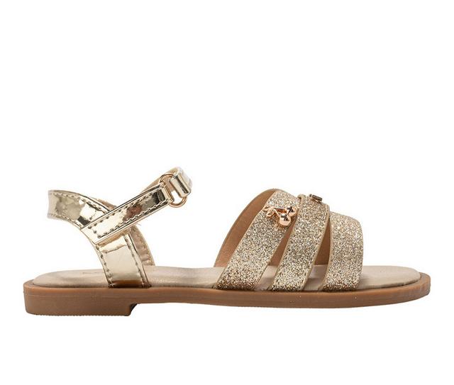 Girls' Bebe Little Kid Shimmer Sandals in Light Gold color