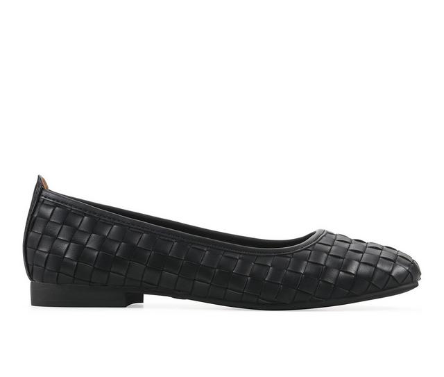 Women's White Mountain Boccie Flats in Black PU color