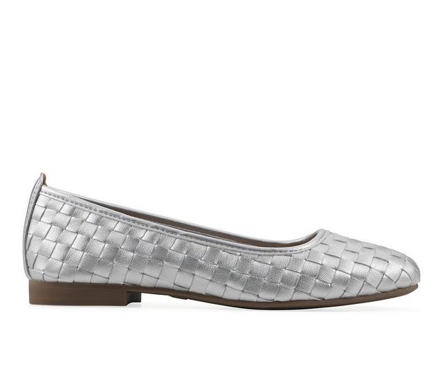 Women's White Mountain Boccie Flats in Silver color