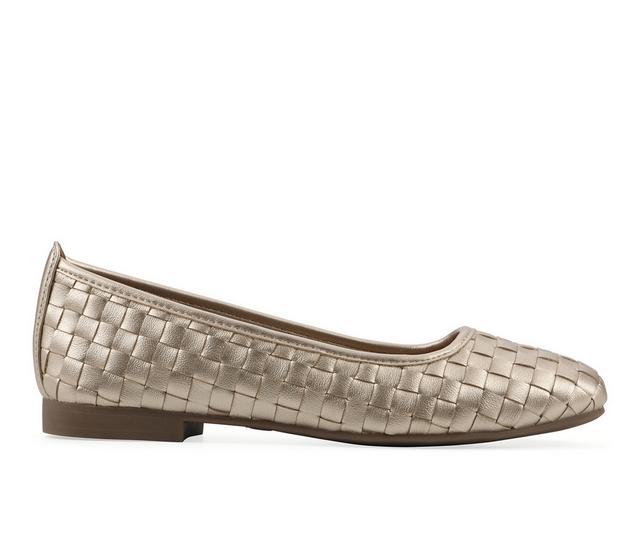 Women's White Mountain Boccie Flats in Light Gold color