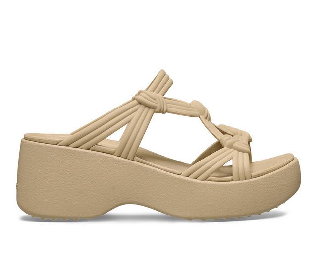 Women's Crocs Brooklyn Knot Sky Sandal Platform Sandals in Beige color