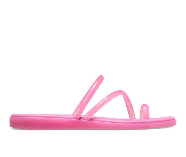 Women's Crocs Miami Jelly Toe Loop Sandals in Pink Jelly color