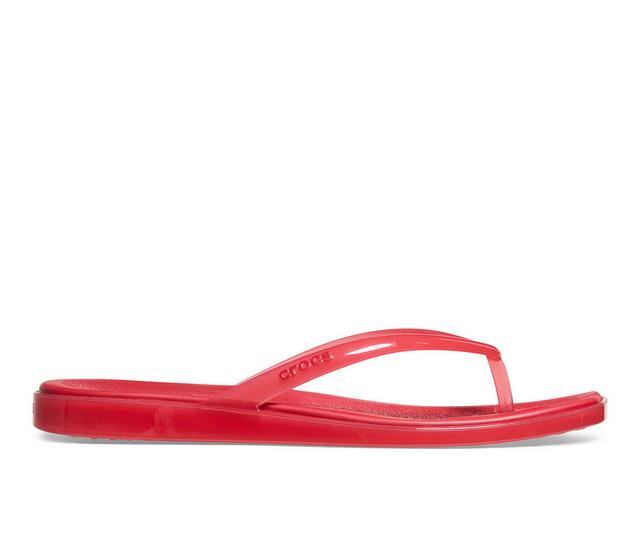 Women's Crocs Miami Jelly Flip CRJ Flip Flops in Cherry Jelly color