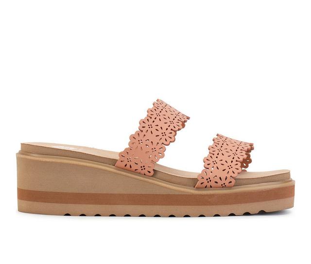 Women's Yellow Box Airy Wedge Sandals in Tan color