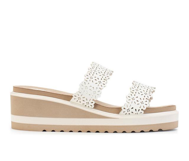 Women's Yellow Box Airy Wedge Sandals in White color