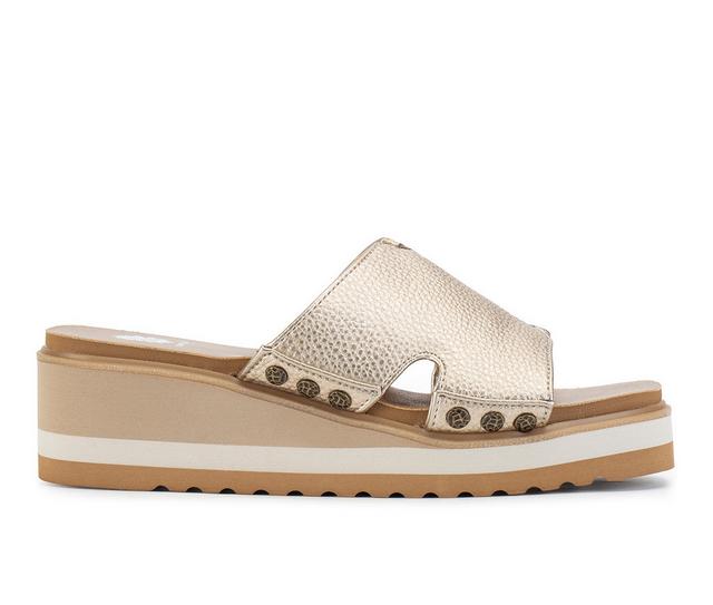 Women's Yellow Box Alameda Wedge Sandals in Light Gold color