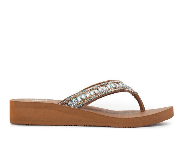 Women's Yellow Box Carinah Flip-Flops in Turqouise color