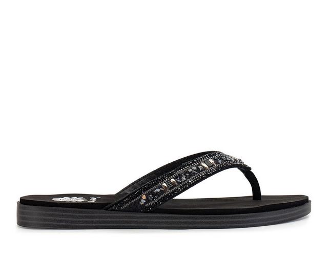 Women's Yellow Box Deming Flip-Flops in Black color
