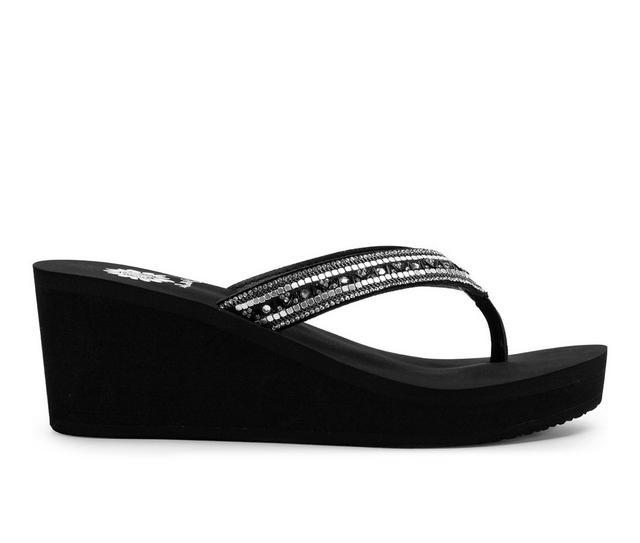 Women's Yellow Box Edan Wedges in Black color