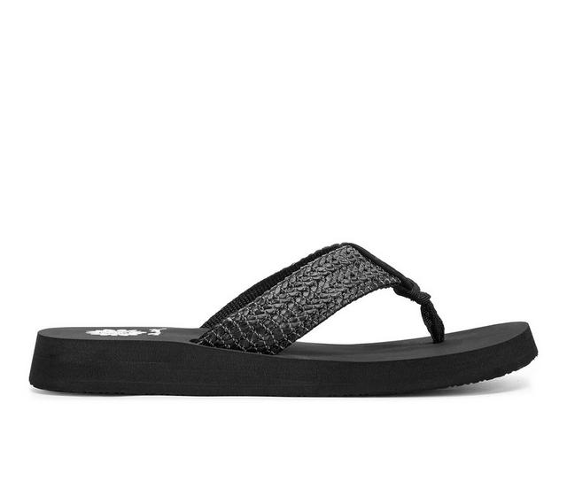 Women's Yellow Box Faldi Flip-Flops in Black color