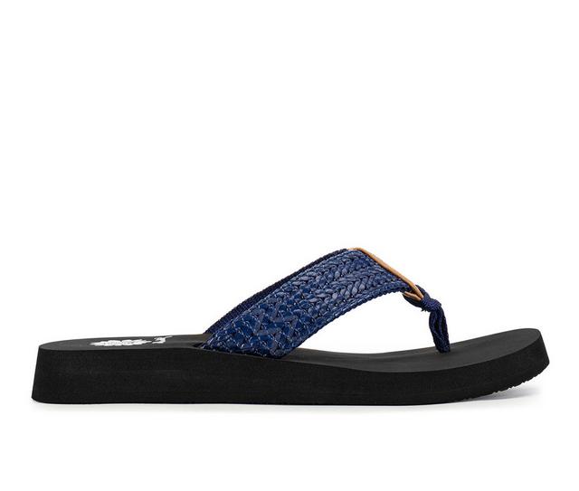 Women's Yellow Box Faldi Flip-Flops in Navy color