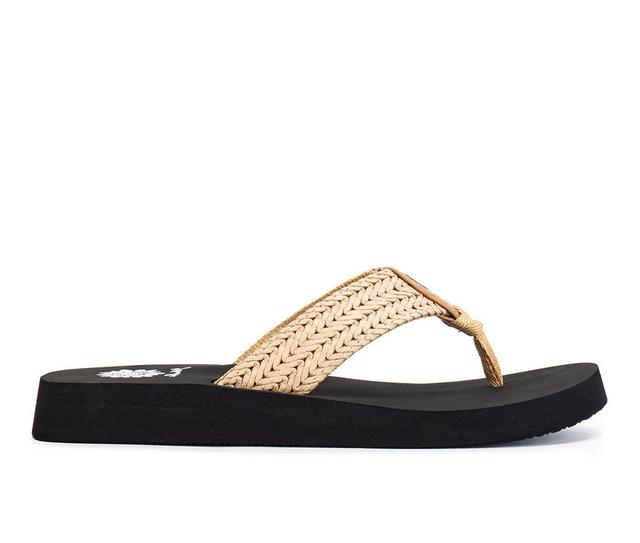 Women's Yellow Box Faldi Flip-Flops in Tan color