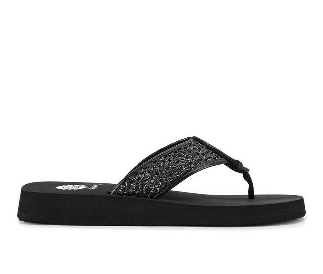 Women's Yellow Box Farisa Flip-Flops in Black color