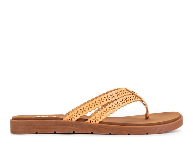Women's Yellow Box Fawn Flip-Flops in Almond color