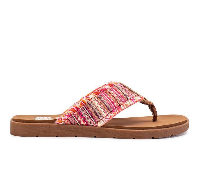 Women's Yellow Box Flappy Flip-Flops in Fuchsia Multi color