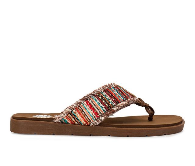 Women's Yellow Box Flappy Flip-Flops in Turquoise Multi color