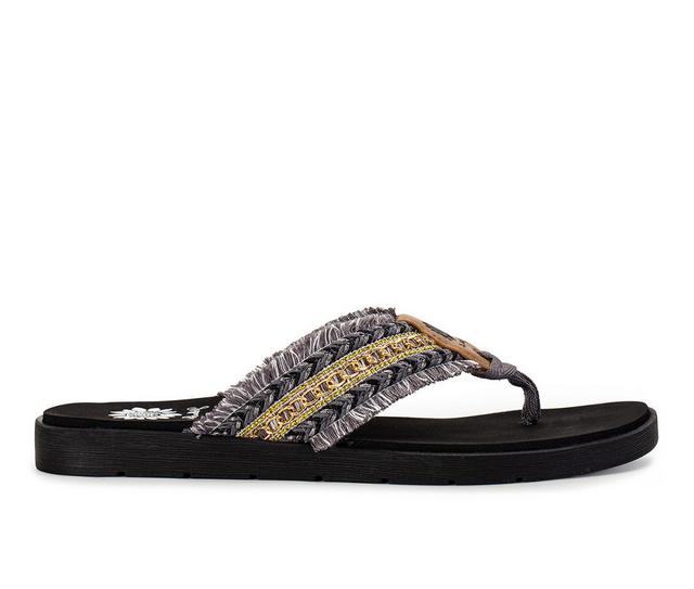 Women's Yellow Box Flavian Flip-Flops in Black color