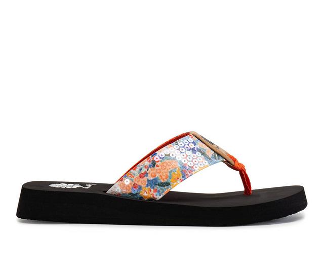 Women's Yellow Box Frances Flip-Flops in Coral Multi color