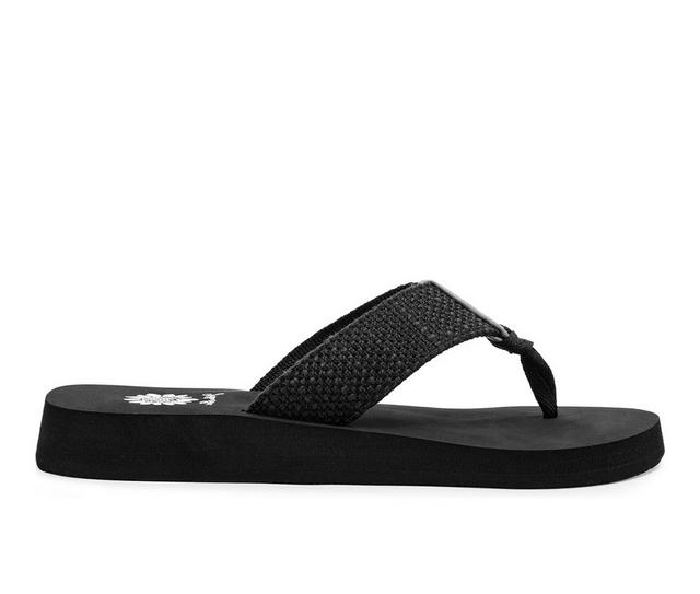 Women's Yellow Box Frayz Flip-Flops in Black color